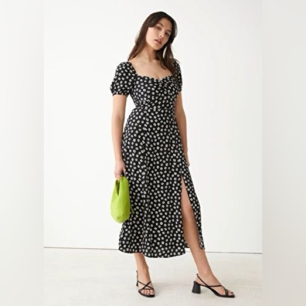 & Other Stories Flowy Puff Sleeve Midi Dress | Size 6